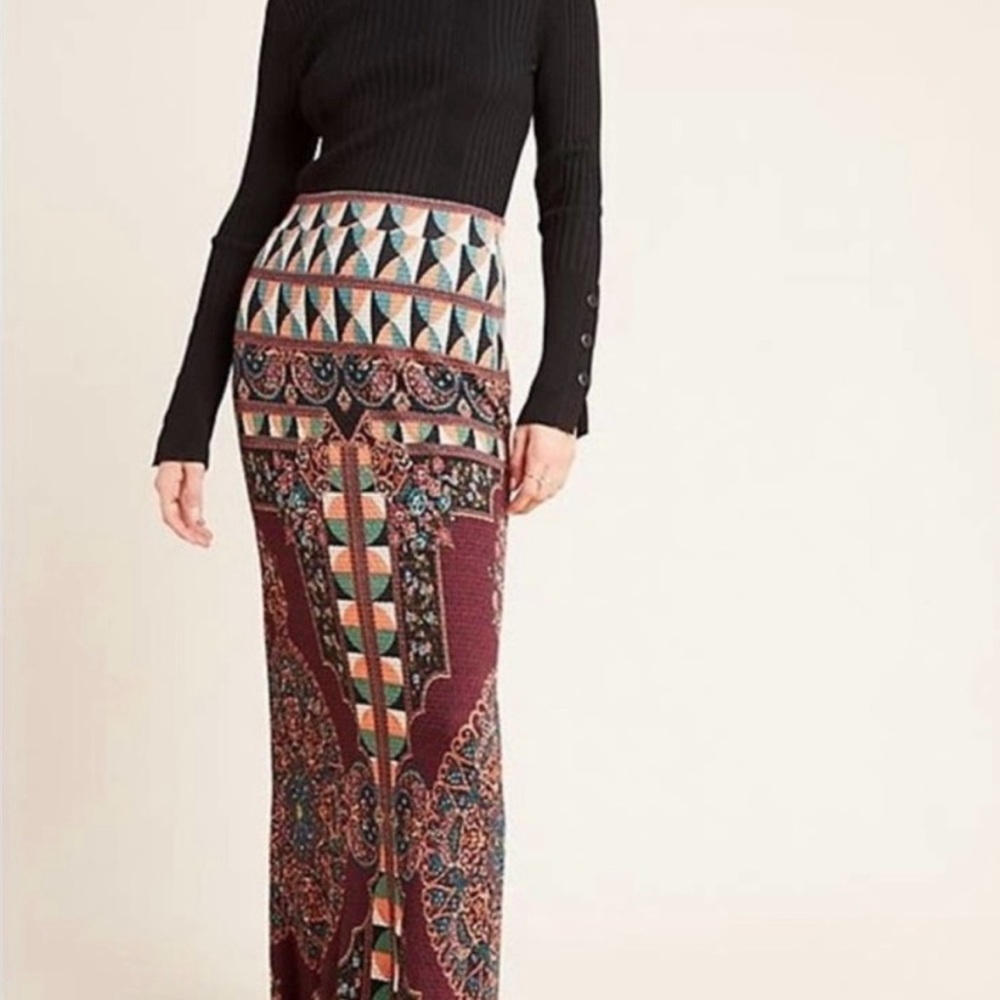 Farm Rio Anthropologie floor length stretch maxi skirt